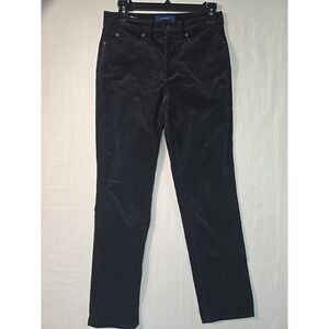 Talbots High Rise Straight Leg Black Corduroy Pants Women's 0 Petite Stretch